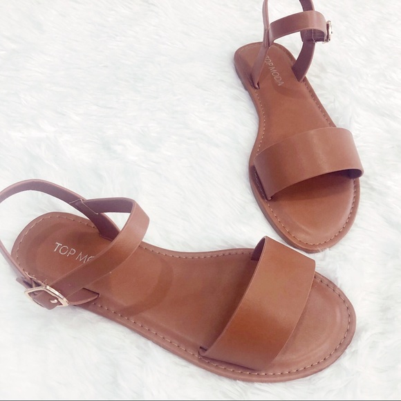 Tan Flat Sandal, Open Toe - Picture 4 of 4